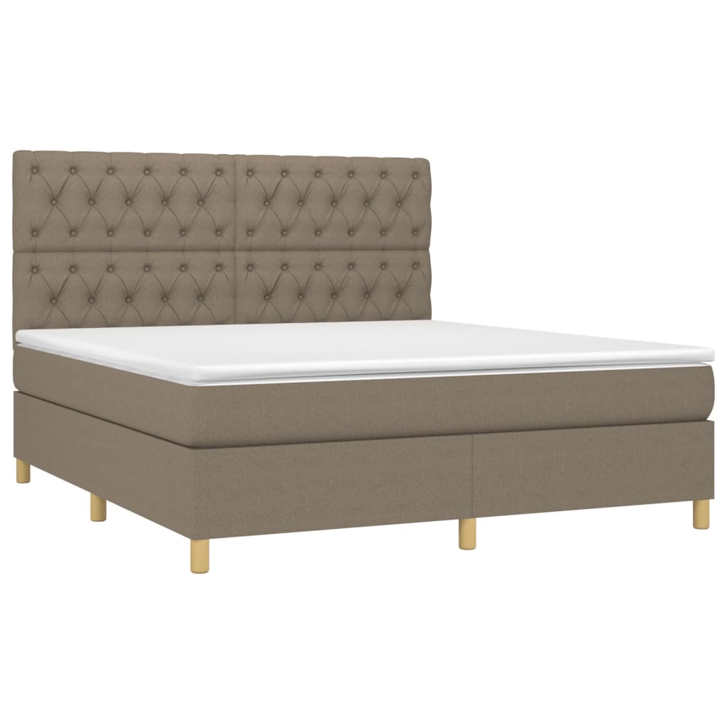 vidaXL Boxspring met matras en LED stof taupe 160x200 cm afbeelding
