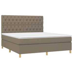 Box spring postel s matrací a LED taupe 160x200 cm textil - obrázek 3