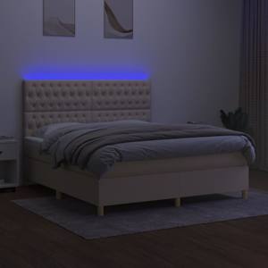 Box spring postel s matrací a LED krémová 160x200 cm textil - obrázek 4