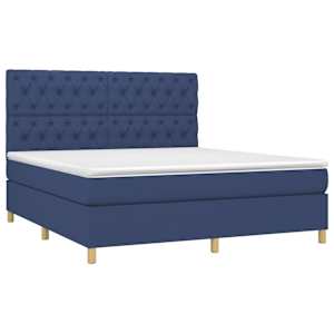 Box spring postel s matrací a LED modrá 160x200 cm textil - obrázek 3