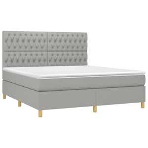 Box spring postel s matrací a LED světle šedá 180x200 cm textil - obrázek 3