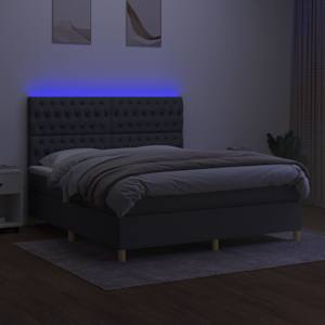 Box spring postel s matrací a LED tmavě šedá 180x200 cm textil - obrázek 4