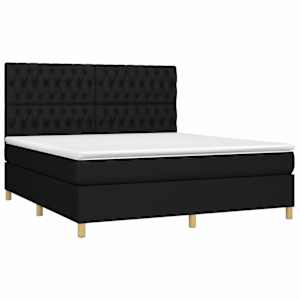 Box spring postel s matrací a LED černá 180x200 cm textil - obrázek 3