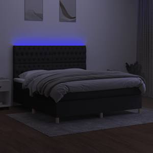 Box spring postel s matrací a LED černá 180x200 cm textil - obrázek 4