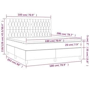 Box spring postel s matrací a LED taupe 180x200 cm textil - obrázek 8