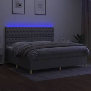 Box spring postel s matrací a LED světle šedá 200x200 cm textil - obrázek 4