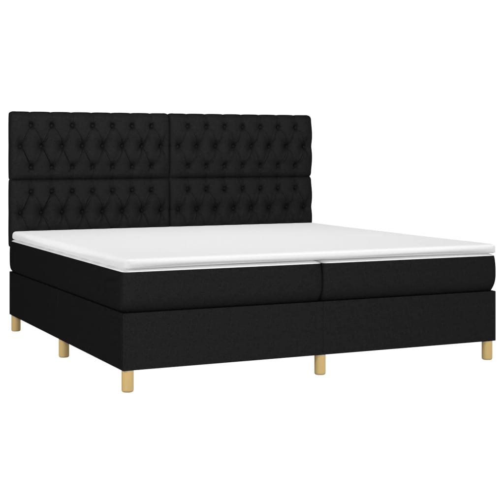 Thumbnail - vidaXL Boxspringbett mit Matratze & LED Schwarz 200x200 cm Stoff