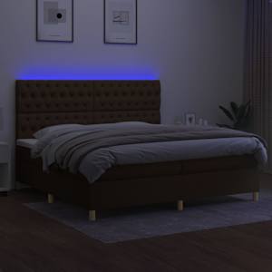 Box spring postel s matrací a LED tmavě hnědá 200x200 cm textil - obrázek 4
