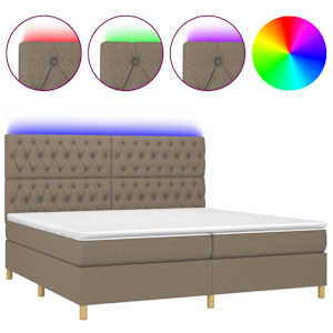 Box spring postel s matrací a LED taupe 200x200 cm textil - obrázek 2