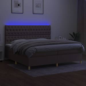 Box spring postel s matrací a LED taupe 200x200 cm textil - obrázek 4