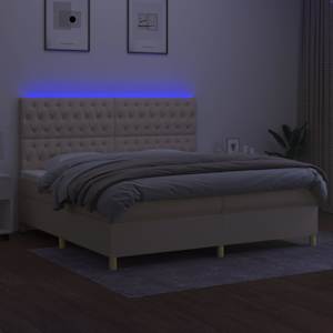 Box spring postel s matrací a LED krémová 200x200 cm textil - obrázek 4
