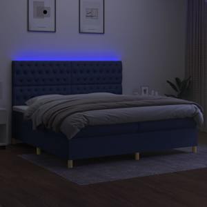 Box spring postel s matrací a LED modrá 200x200 cm textil - obrázek 4