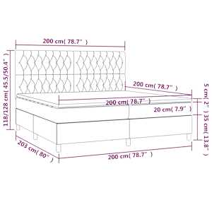 Box spring postel s matrací a LED modrá 200x200 cm textil - obrázek 8