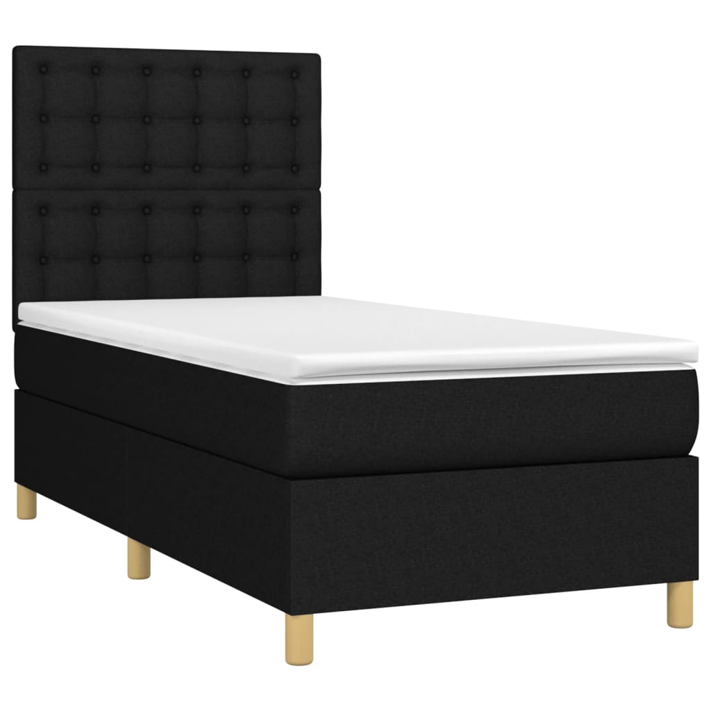 vidaXL Boxspring met matras en LED stof zwart 80x200 cm afbeelding