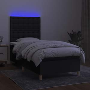 Box spring postel s matrací a LED černá 80 x 200 cm textil - obrázek 4