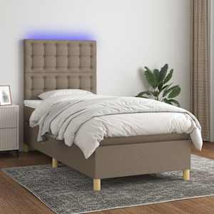 Box spring postelja z vzmetnico LED taupe 80x200 cm blago