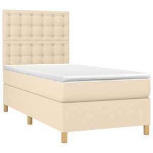 Box spring postel s matrací a LED krémová 80 x 200 cm textil - obrázek 3