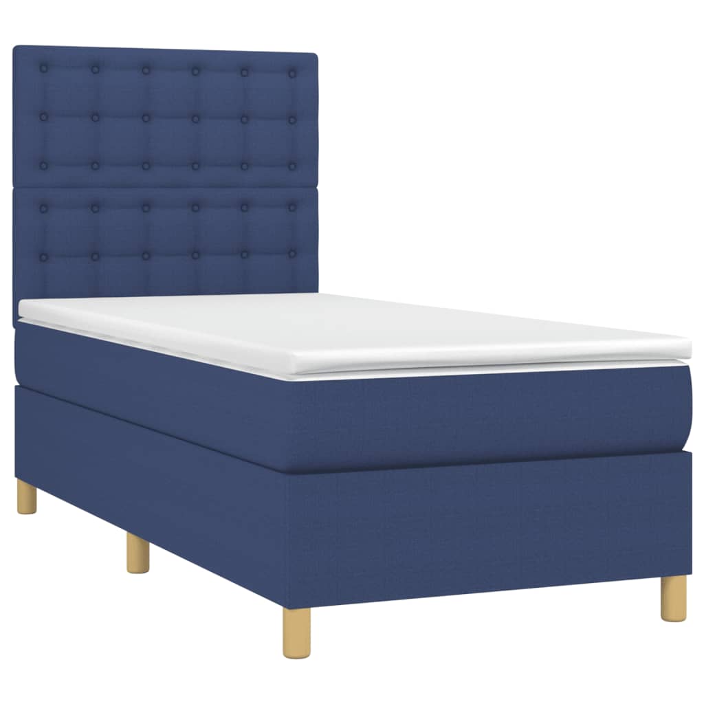 Thumbnail - vidaXL Boxspringbett mit Matratze & LED Blau 80x200 cm Stoff