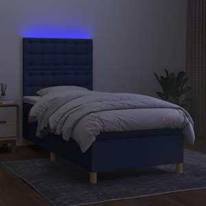 Box spring postel s matrací a LED modrá 80 x 200 cm textil - obrázek 4