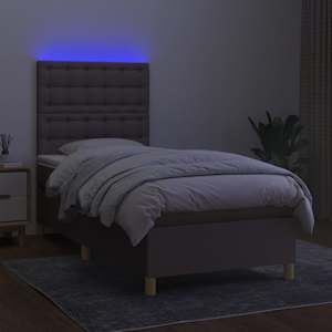 Box spring postel s matrací a LED taupe 90x190 cm textil - obrázek 4