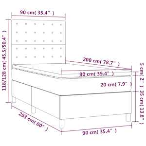 Box spring postel s matrací a LED černá 90x200 cm textil - obrázek 8