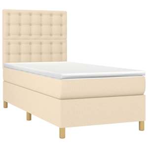 Box spring postel s matrací a LED krémová 100x200 cm textil - obrázek 3
