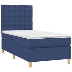 Box spring postel s matrací a LED modrá 100x200 cm textil - obrázek 3