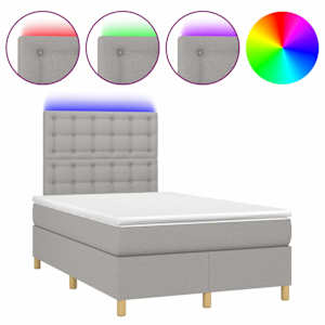 Box spring postel s matrací a LED světle šedá 120x200 cm textil - obrázek 2