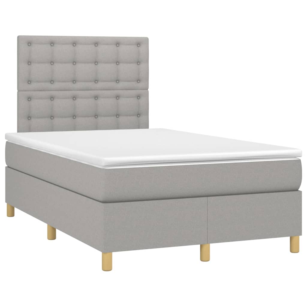 Thumbnail - vidaXL Boxspringbett mit Matratze & LED Hellgrau 120x200 cm Stoff