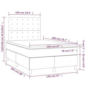 Box spring postel s matrací a LED světle šedá 120x200 cm textil - obrázek 8