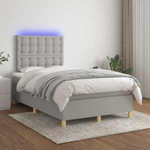 Box spring postel s matrací a LED světle šedá 120x200 cm textil - obrázek 1
