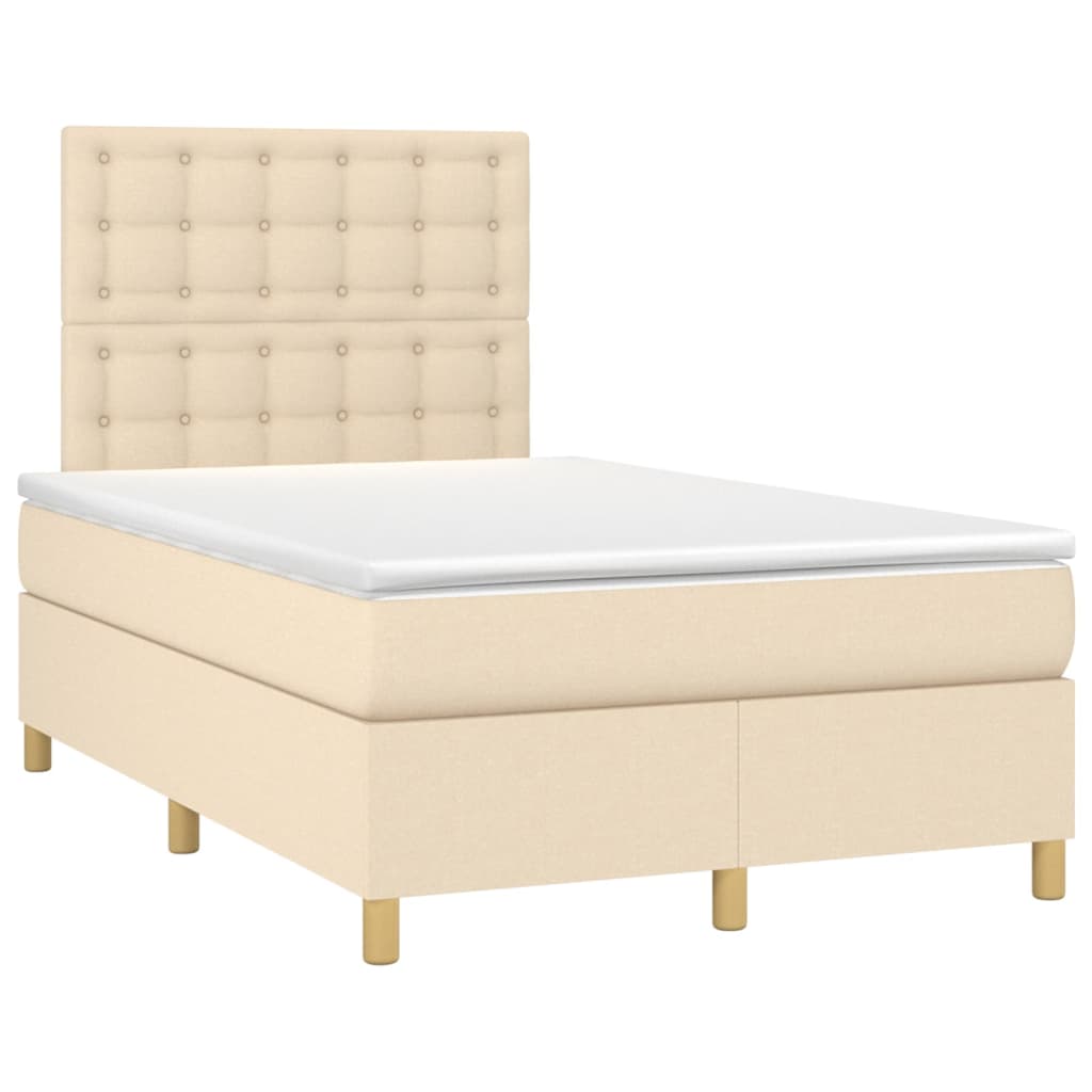 Thumbnail - vidaXL Boxspringbett mit Matratze & LED Creme 120x200 cm Stoff