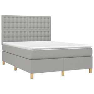 Box spring postel s matrací a LED světle šedá 140x190 cm textil - obrázek 3