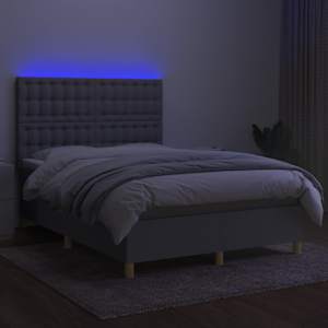 Box spring postel s matrací a LED světle šedá 140x190 cm textil - obrázek 4