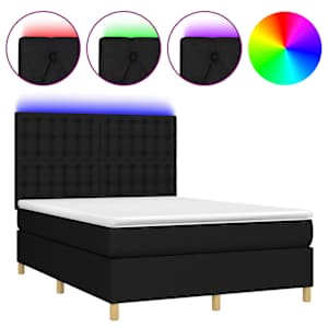 Box spring postel s matrací a LED černá 140x190 cm textil - obrázek 2