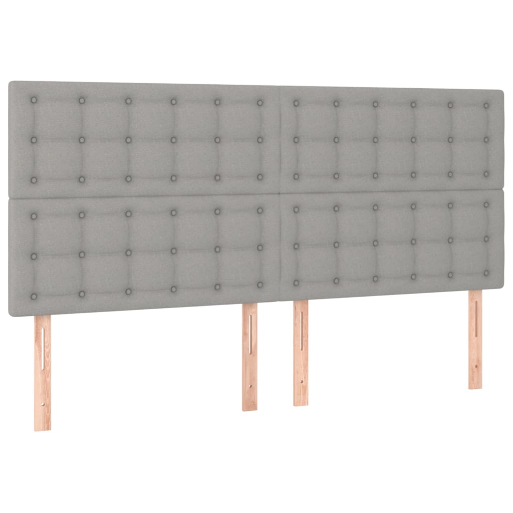 Box spring postelja z vzmetnico LED sv. siva 160x200 cm blago