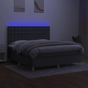 Box spring postel s matrací a LED tmavě šedá 160x200 cm textil - obrázek 4