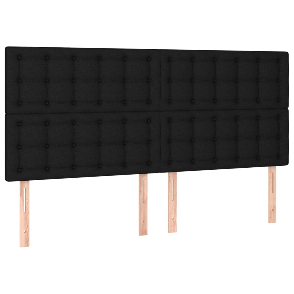 Fekete szövet rugós és LED-es ágy matraccal 160x200 cm 