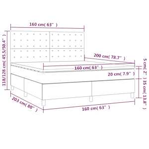 Box spring postel s matrací a LED černá 160x200 cm textil - obrázek 8