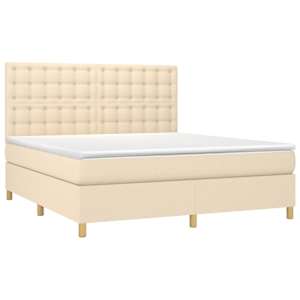 Box spring postel s matrací a LED krémová 160x200 cm textil - obrázek 3