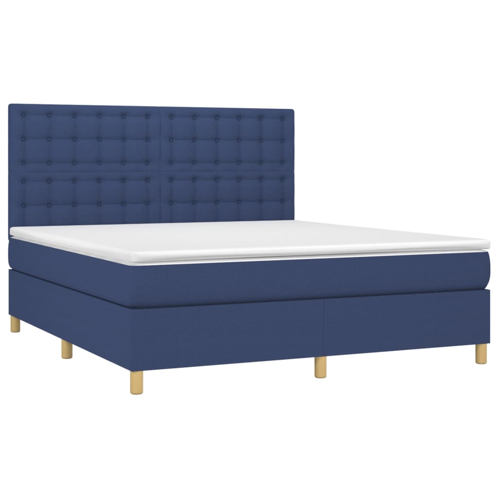 vidaXL Boxspring met matras en LED stof blauw 160x200 cm afbeelding