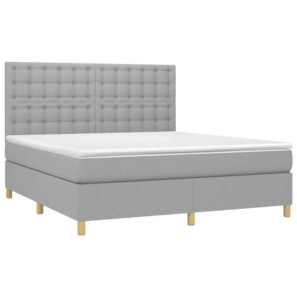 Thumbnail - vidaXL Boxspringbett mit Matratze & LED Hellgrau 180x200 cm Stoff