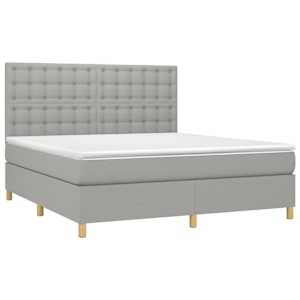 Box spring postel s matrací a LED světle šedá 180x200 cm textil - obrázek 3