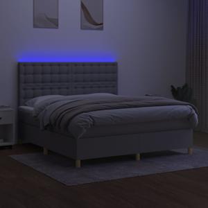 Box spring postel s matrací a LED světle šedá 180x200 cm textil - obrázek 4