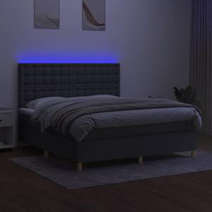 Box spring postel s matrací a LED tmavě šedá 180x200 cm textil - obrázek 4