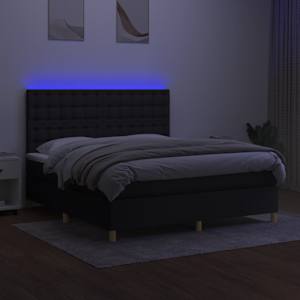 Box spring postel s matrací a LED černá 180x200 cm textil - obrázek 4