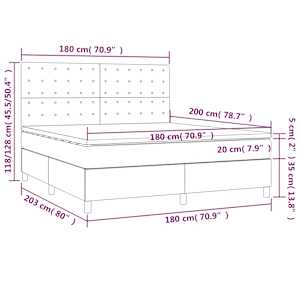 Box spring postel s matrací a LED černá 180x200 cm textil - obrázek 8