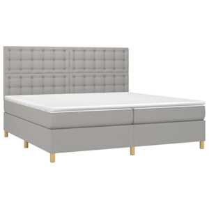 Box spring postel s matrací a LED světle šedá 200x200 cm textil - obrázek 3