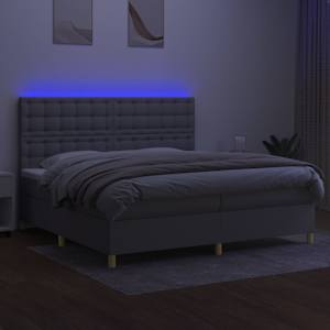 Box spring postel s matrací a LED světle šedá 200x200 cm textil - obrázek 4