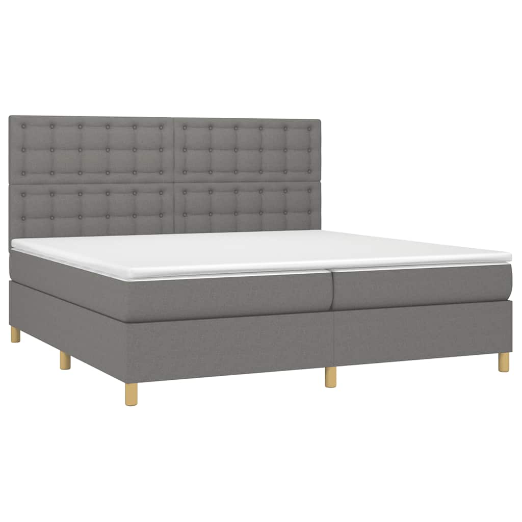 vidaXL Boxspring met matras en LED stof donkergrijs 200x200 cm afbeelding